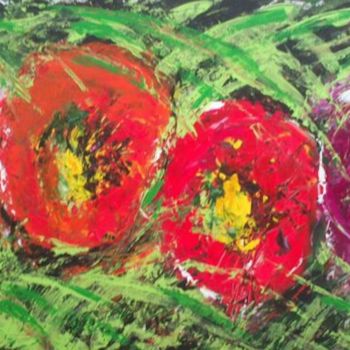 Painting titled "Coquelicots and co" by Marie-Agnès Dubois Lambert, Original Artwork, Acrylic