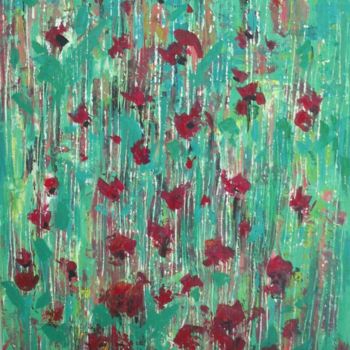 Painting titled "Coquelicots efferve…" by Marie-Agnès Dubois Lambert, Original Artwork, Acrylic