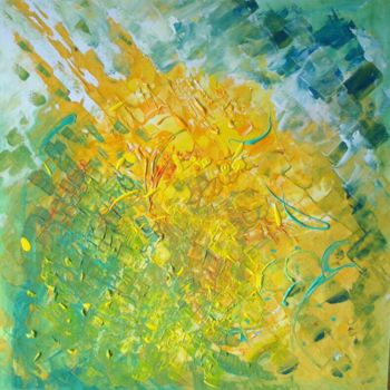 Pintura intitulada "Fugue en jaune." por Marie-Agnès Dubois Lambert, Obras de arte originais, Acrílico