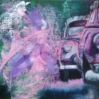 Картина под названием "Route 66" - Marie Andrée Hembert, Подлинное произведение искусства, Масло Установлен на Деревянная ра…