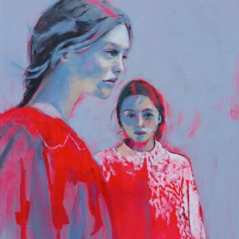 Peinture intitulée "Série gris et rouge…" par Marie Andrée Hembert, Œuvre d'art originale, Acrylique