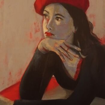 Peinture intitulée "Serie gris et rouge…" par Marie Andrée Hembert, Œuvre d'art originale, Acrylique Monté sur Châssis en bo…