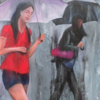 Pintura titulada "Eté pluvieux" por Marie Andrée Hembert, Obra de arte original, Oleo
