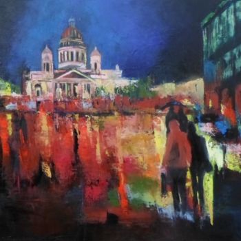 Painting titled "Cathédrale Saint Is…" by Marie Andrée Hembert, Original Artwork, Oil