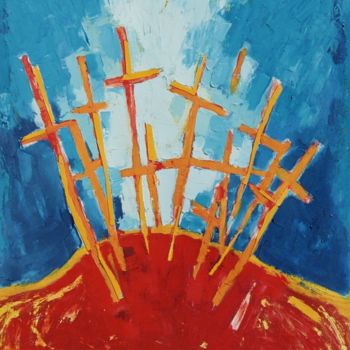 Painting titled "ex voto" by Marie Ange Colin, Original Artwork, Acrylic