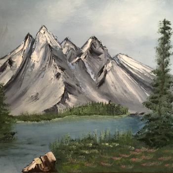 Pintura titulada "Montagne paisible" por Marie-Ange Fileni, Obra de arte original, Oleo