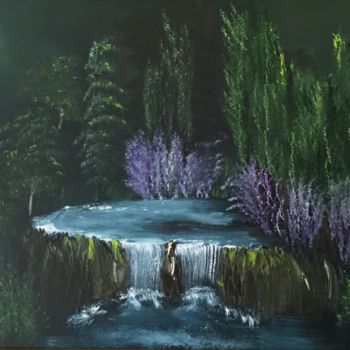 Painting titled "Cascade" by Marie-Ange Fileni, Original Artwork, Oil