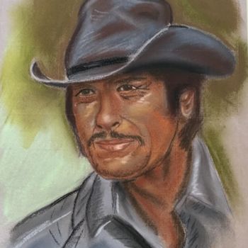 Drawing titled "Charles Bronson" by Marie-Ange Fileni, Original Artwork, Pastel