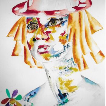 「la   clown」というタイトルの絵画 Marie-Ange Nicaiseによって, オリジナルのアートワーク, 水彩画