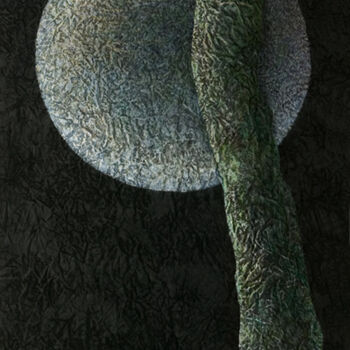 Painting titled "La lune" by Marie-Anne Mouton, Original Artwork, Acrylic