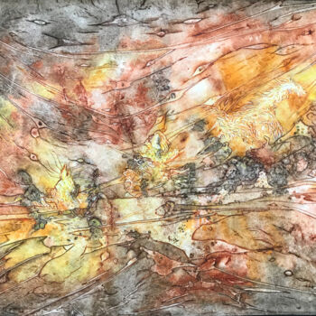 Painting titled "Chevauchée 0" by Marie-Annick Radigois, Original Artwork, Watercolor