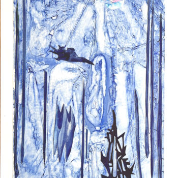 Картина под названием "22.11 Forêt lumière…" - Marie-Annick Radigois, Подлинное произведение искусства, Акварель