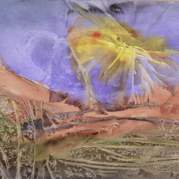Pittura intitolato "palmier sous sirocco" da Marie-Annick Radigois, Opera d'arte originale, Acquarello