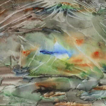 Painting titled "cocon dispersion" by Marie-Annick Radigois, Original Artwork, Watercolor