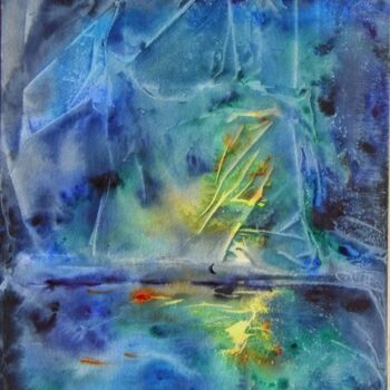 Peinture intitulée "allégorie en bleu e…" par Marie-Annick Radigois, Œuvre d'art originale, Aquarelle