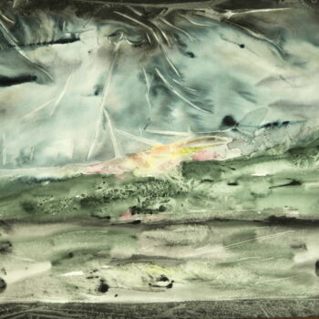 Schilderij getiteld "L'orage devient vent" door Marie-Annick Radigois, Origineel Kunstwerk, Aquarel