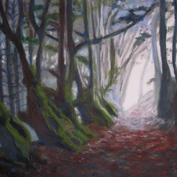 Painting titled "Le chemin d'arbres…" by Marie-Aude Balthéir, Original Artwork, Acrylic