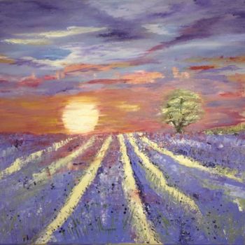 Pintura intitulada "coucher-de-soleil-s…" por Marie Barre, Obras de arte originais, Óleo