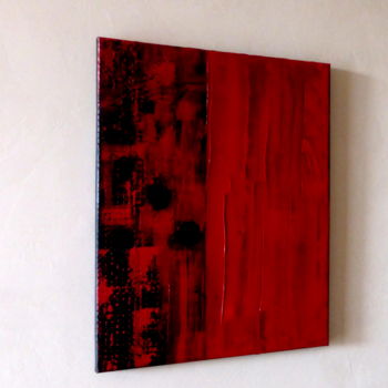 Painting titled "tableau-rouge-noir-…" by Glam-Art-Peinture, Original Artwork, Acrylic