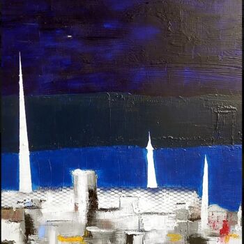 Painting titled "Nuit blanche" by Marie Bony, Original Artwork, Acrylic