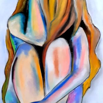 Peinture intitulée "Cachée" par Marie Bony, Œuvre d'art originale, Pastel