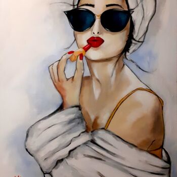 Painting titled "Rouge passion" by Marie Bony, Original Artwork, Acrylic