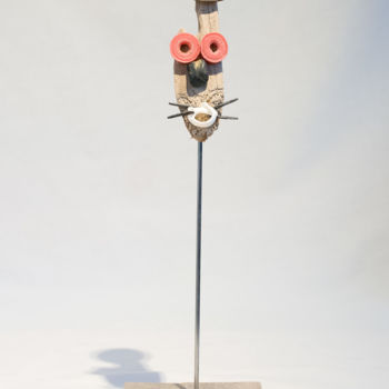 Sculpture intitulée "Monsieur le chat" par Marie Brient, Œuvre d'art originale, Bois