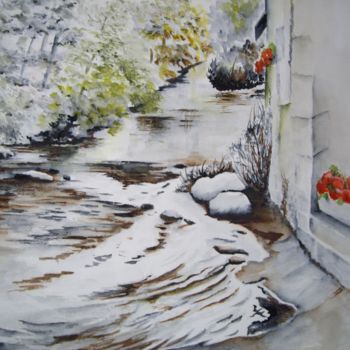 Painting titled "L'Aven" by Marie Celestin, Original Artwork, Watercolor