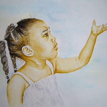 Peinture intitulée "Petite fille créole…" par Marie Celestin, Œuvre d'art originale, Aquarelle