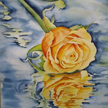 Painting titled "reflets" by Marie Celestin, Original Artwork, Watercolor