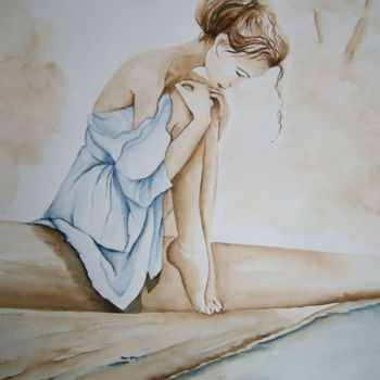 Painting titled "Ma Douce" by Marie Celestin, Original Artwork, Watercolor