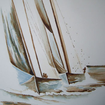 Malerei mit dem Titel "Régates" von Marie Celestin, Original-Kunstwerk, Aquarell