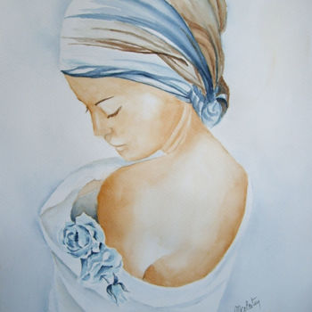Painting titled "Christina" by Marie Celestin, Original Artwork, Watercolor
