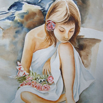 Pintura intitulada "Chantal" por Marie Celestin, Obras de arte originais, Aquarela