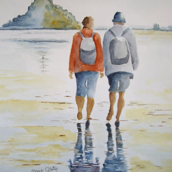 Painting titled "Promenade au Mont S…" by Marie Celestin, Original Artwork, Watercolor