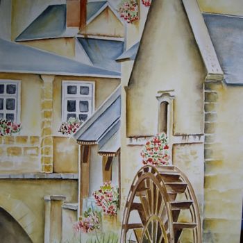 Painting titled "Bayeux Les bords de…" by Marie Celestin, Original Artwork, Watercolor