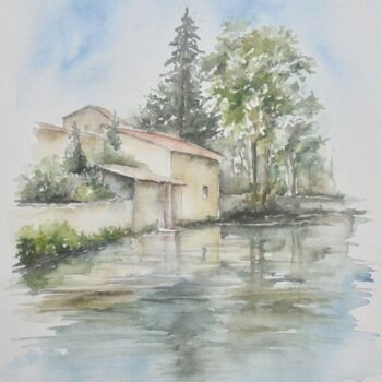 Painting titled "La Tardoire à La Ro…" by Marie-Charlotte Houpeurt-Chauffeté, Original Artwork, Watercolor