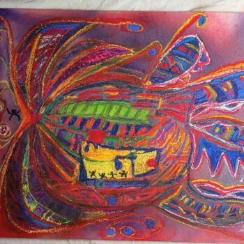 Картина под названием "A L OCEAN CLUB" - Marie Christine Bessette, Подлинное произведение искусства, Рисунок распылителем кр…