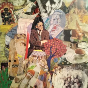 Pittura intitolato "A CUP OF TEA ?" da Marie Christine Bessette, Opera d'arte originale, Collages