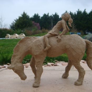 Sculpture titled "cheval balade" by Marie-Christine Lambert, Original Artwork, Terra cotta