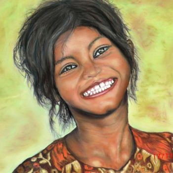 Pintura intitulada "Le sourire de la Vie" por Mariebretonne, Obras de arte originais, Pastel