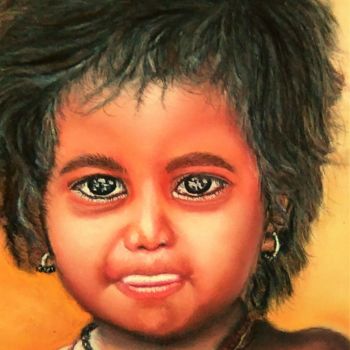 Pintura titulada "Le petit indien" por Mariebretonne, Obra de arte original, Pastel