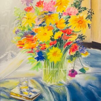 Painting titled "Le bouquet printani…" by Marie-Christine London, Original Artwork, Pastel