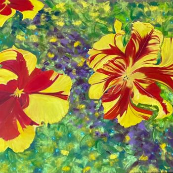 Peinture intitulée "Les tulipes du jard…" par Marie-Christine London, Œuvre d'art originale, Pastel