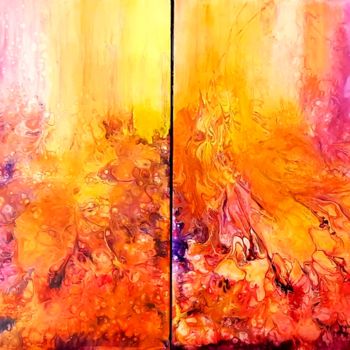 Painting titled "Volcanique" by Marie-Christine Maudet, Original Artwork, Acrylic