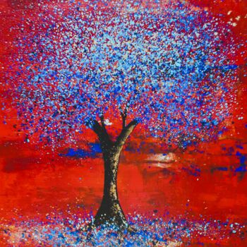 Pittura intitolato "Blue tree" da Marie-Christine Maudet, Opera d'arte originale, Acrilico Montato su Telaio per barella in…