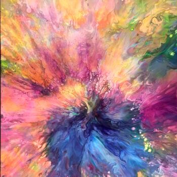 Картина под названием "Fireworks" - Marie-Christine Maudet, Подлинное произведение искусства, Акрил