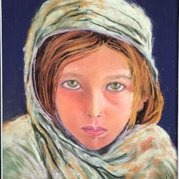 Painting titled "Jeune Berbère" by Marie-Christine Rivel, Original Artwork, Pastel