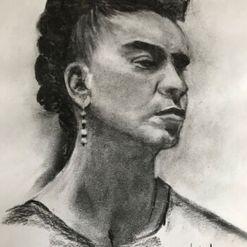 Painting titled "FRIDA" by Marie-Christine Rivel, Original Artwork, Charcoal