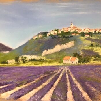 Schilderij getiteld "Village provençal" door Marie-Christine Rivel, Origineel Kunstwerk, Pastel